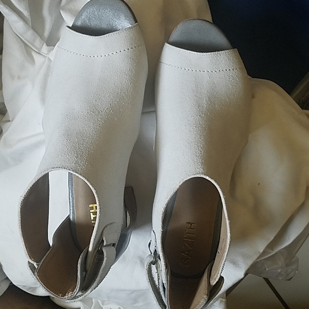 ****SALE**** White PeepToe Suede Finish Heels